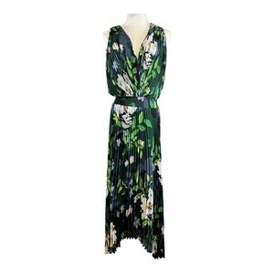 White House Black Market NWT Lake Lily Leaf Pleated Midi Dress Size 4